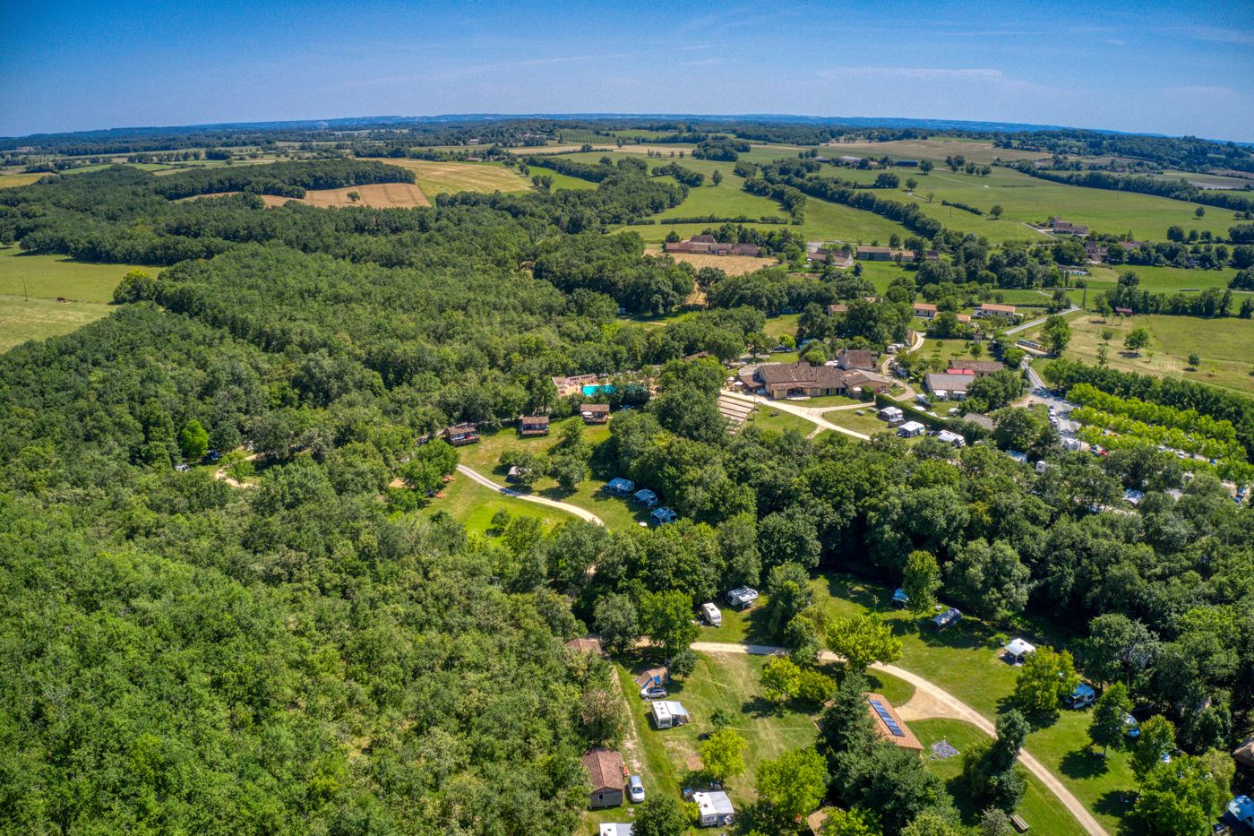 Vijver tussen de bomen op het domein