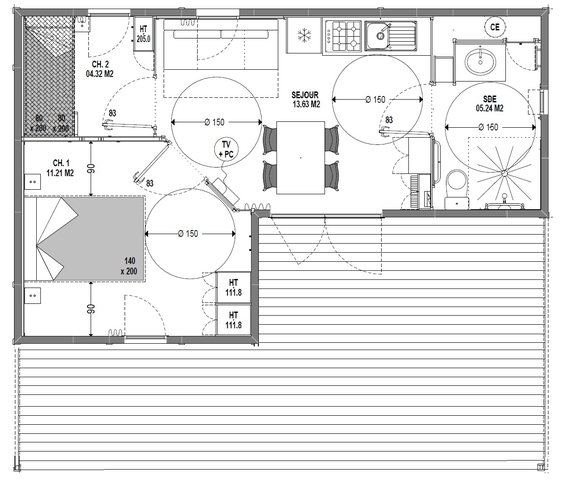 Plattegrond chalet type 1