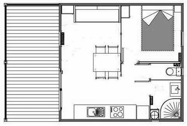 Plattegrond chalet type 3